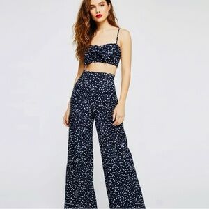 Free People ONE Bette Flare Wide Leg Polka Dot Pants